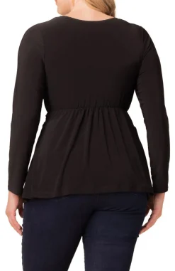 Abigail Long Sleeve Twist Top - Black Noir - Plus