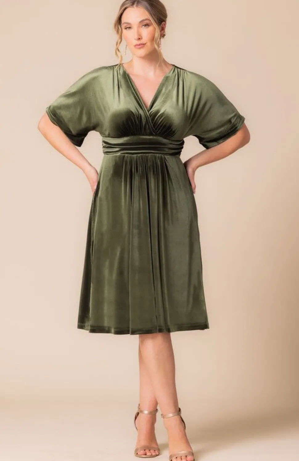 Angelic Velvet Midi Cocktail Dress - Plus