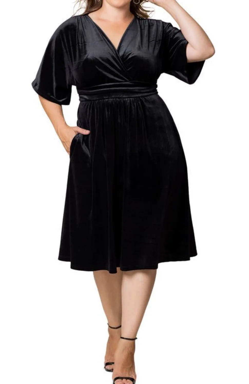 Angelic Velvet Midi Cocktail Dress - Plus