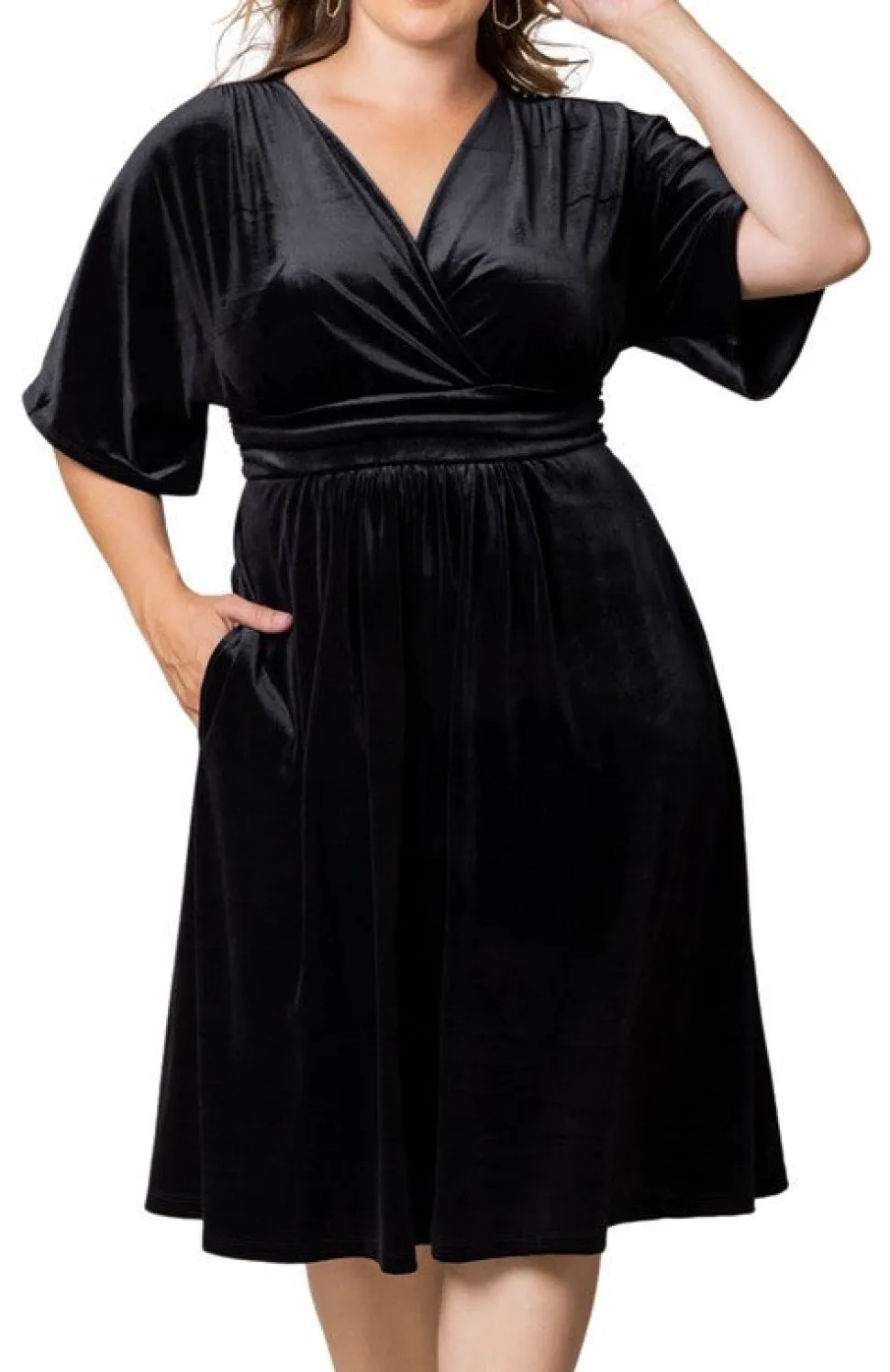Angelic Velvet Midi Cocktail Dress - Plus