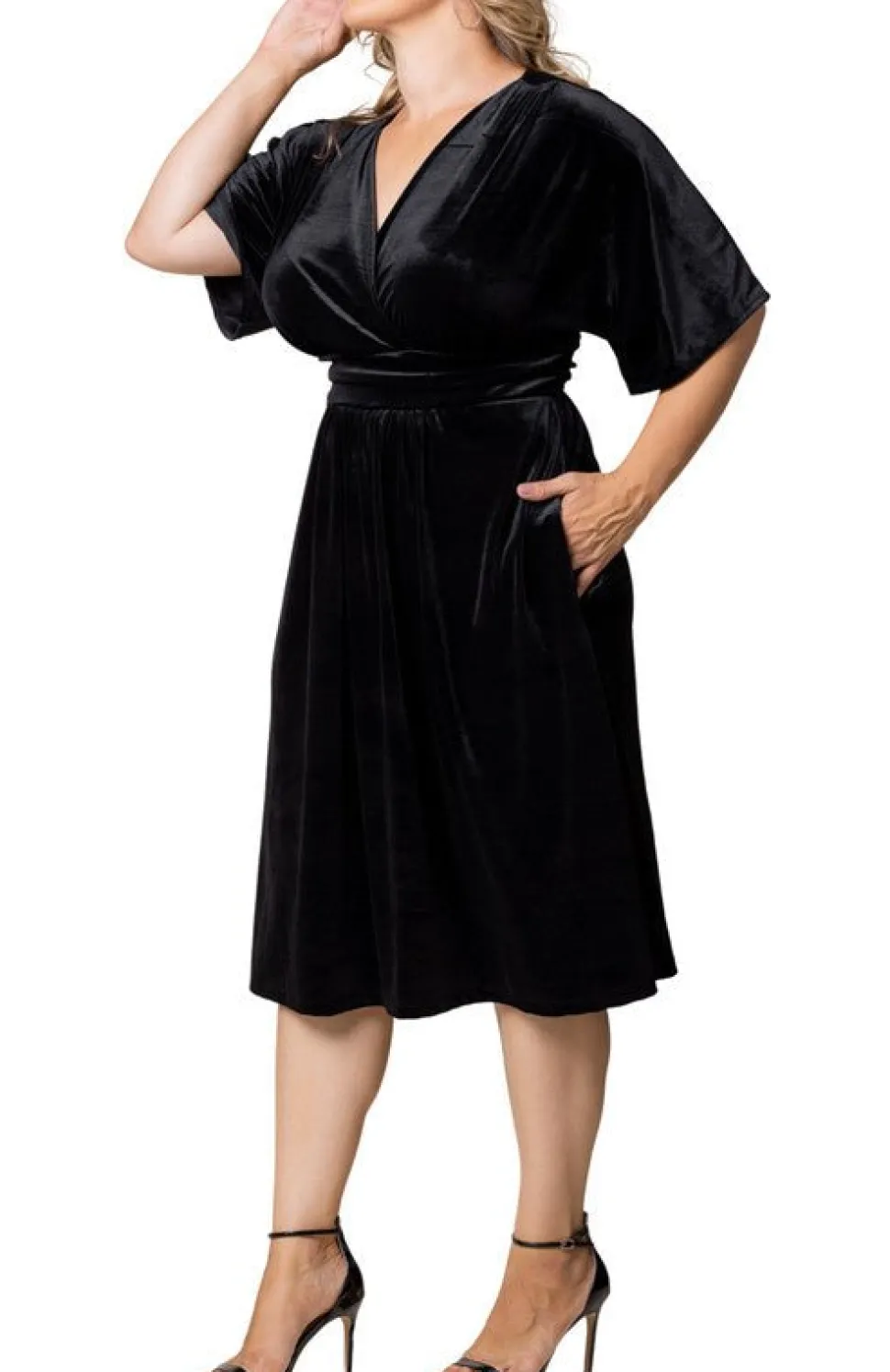Angelic Velvet Midi Cocktail Dress - Plus