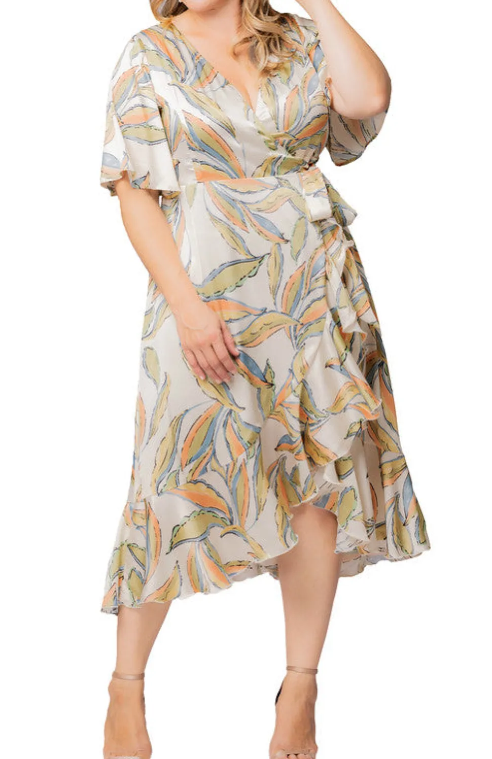 Artful Leaves Chloe Wrap Dress - Plus