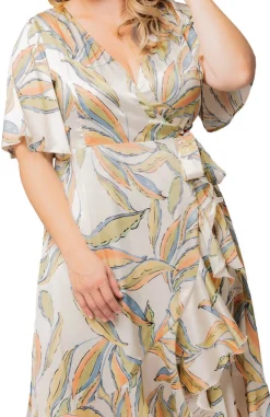 Artful Leaves Chloe Wrap Dress - Plus