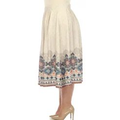 Beige Pleated Skirt with Border Prints - Plus