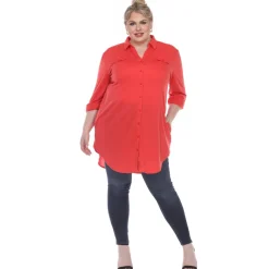 Button Down Stretchy Tunic - Plus