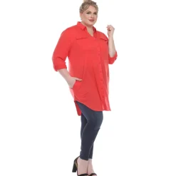Button Down Stretchy Tunic - Plus
