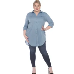Button Down Stretchy Tunic - Plus