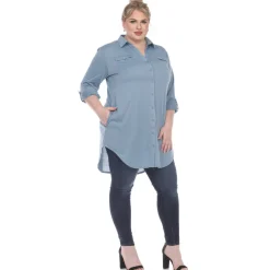 Button Down Stretchy Tunic - Plus