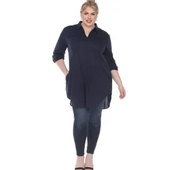 Button Down Stretchy Tunic - Plus