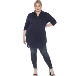 Button Down Stretchy Tunic - Plus