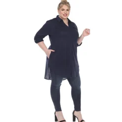 Button Down Stretchy Tunic - Plus