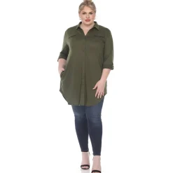 Button Down Stretchy Tunic - Plus