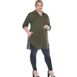 Button Down Stretchy Tunic - Plus