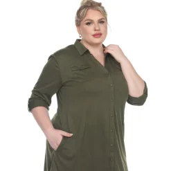 Button Down Stretchy Tunic - Plus