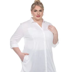 Button Down Stretchy Tunic - Plus