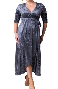 Cara Velvet Hi-Low Wrap Gown - Plus