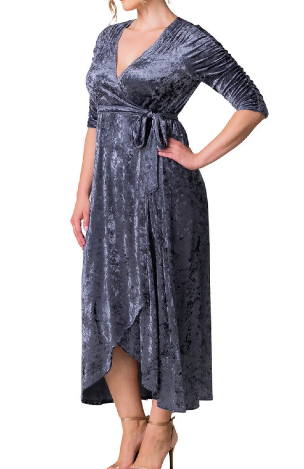Cara Velvet Hi-Low Wrap Gown - Plus
