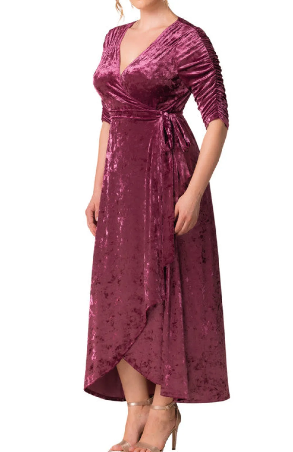 Cara Velvet Hi-Low Wrap Gown - Plus