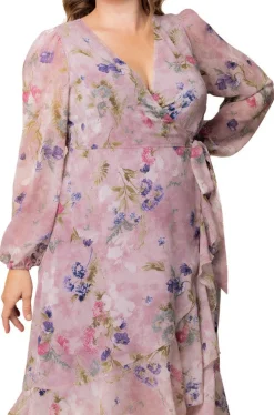 Clara Long Sleeve Wrap Dress - Plus