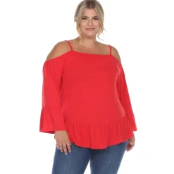 Cold Shoulder Ruffle Sleeve Top - Plus