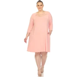 Criss Cross Neckline Swing Midi Dress - Plus