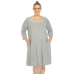 Criss Cross Neckline Swing Midi Dress - Plus