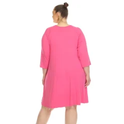 Criss Cross Neckline Swing Midi Dress - Plus