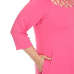 Criss Cross Neckline Swing Midi Dress - Plus