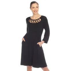 Criss Cross Neckline Swing Midi Dress