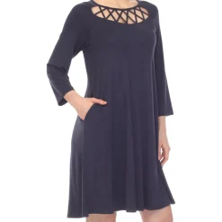 Criss Cross Neckline Swing Midi Dress