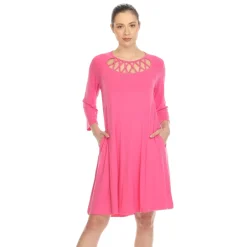 Criss Cross Neckline Swing Midi Dress