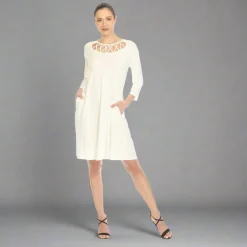 Criss Cross Neckline Swing Midi Dress