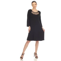 Criss Cross Neckline Swing Midi Dress
