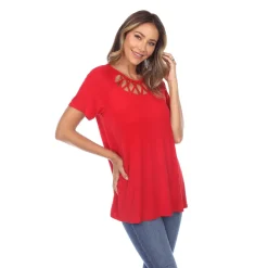 Crisscross Cutout Short Sleeve Top