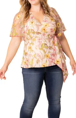 Dawn Garden Rosalie Embroidered Wrap Top - Plus