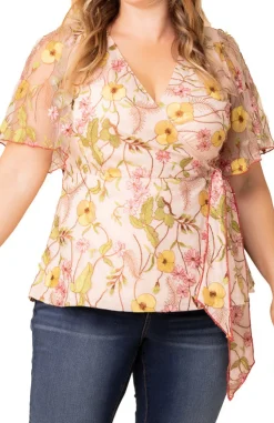 Dawn Garden Rosalie Embroidered Wrap Top - Plus