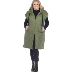 Diamond Quilted Hooded Puffer Vest - Plus