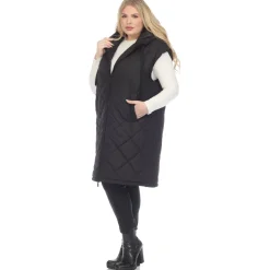 Diamond Quilted Hooded Puffer Vest - Plus