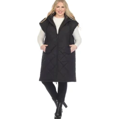 Diamond Quilted Hooded Puffer Vest - Plus