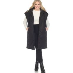 Diamond Quilted Hooded Puffer Vest - Plus