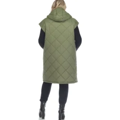 Diamond Quilted Hooded Puffer Vest - Plus