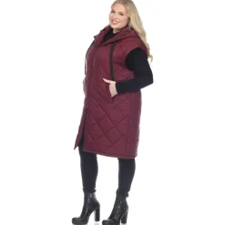 Diamond Quilted Hooded Puffer Vest - Plus
