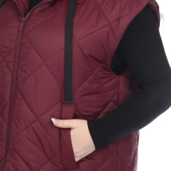 Diamond Quilted Hooded Puffer Vest - Plus