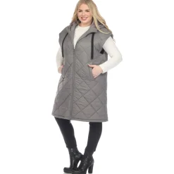 Diamond Quilted Hooded Puffer Vest - Plus