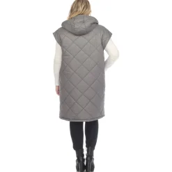 Diamond Quilted Hooded Puffer Vest - Plus