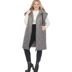 Diamond Quilted Hooded Puffer Vest - Plus