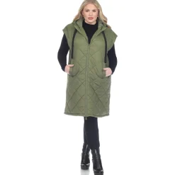 Diamond Quilted Hooded Puffer Vest - Plus