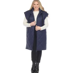 Diamond Quilted Hooded Puffer Vest - Plus