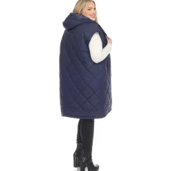 Diamond Quilted Hooded Puffer Vest - Plus