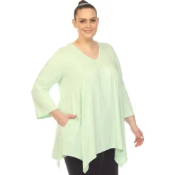 Empire Waist V-Neck Tunic Top - Plus